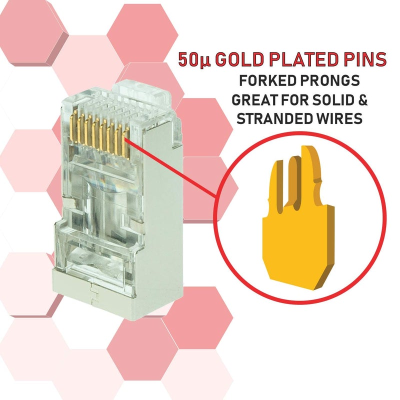 LINKUP Cat6 RJ45 Pass Through Connectors | Self-Protective Curved Unbendable Latch - No Boot Required | Durable, Space-Saving Ethernet Ends for Solid & Stranded Cable | Performance RJ45 Termination - Image 4